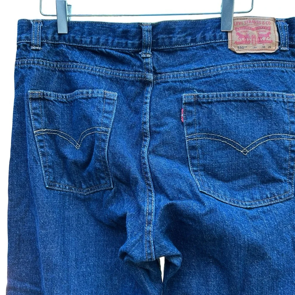 Levis 550 Relaxed Fit Jeans Men 36x29 Dark Wash Blue Straight Leg Denim 5550-259